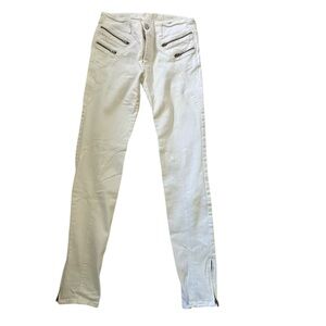 Ksubi Moto Skinny Biker Zipper Cotton Jeans Size 28 White